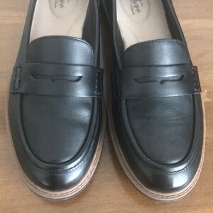 Clarks Black Leather Loafers